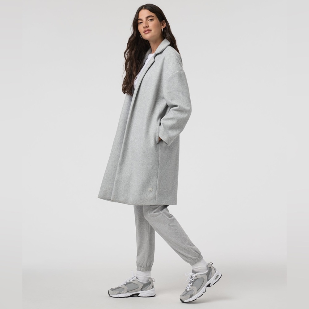 Vuori Soho Oversize Open-Front Melton Overcoat Coat Small — Grey, Worn Once